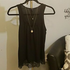 Express black tank with lace on bottom
